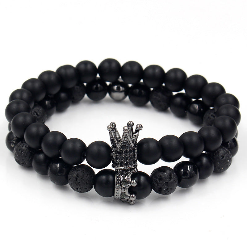 Wholesale Punk Bracelet Micro-set Zircon Diamond Ball Skull Set Bracelet Men's Bead Bracelet